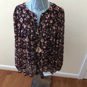 NWT Sheer Loft Flower Blouse